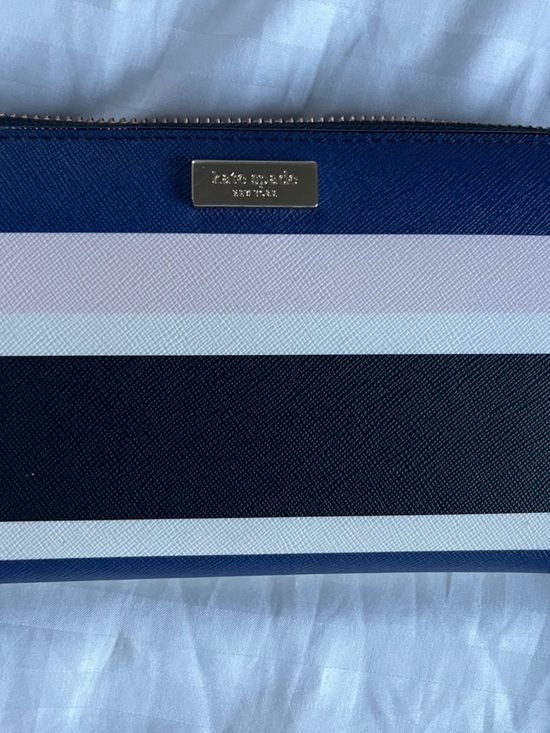 kate spade Handbags - kate spade Navy, Black & White Striped Zip Around Wallet